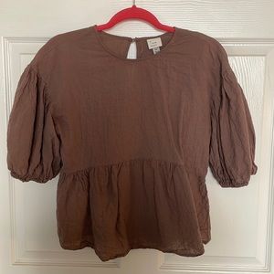 A New Day Gauze Brown Top